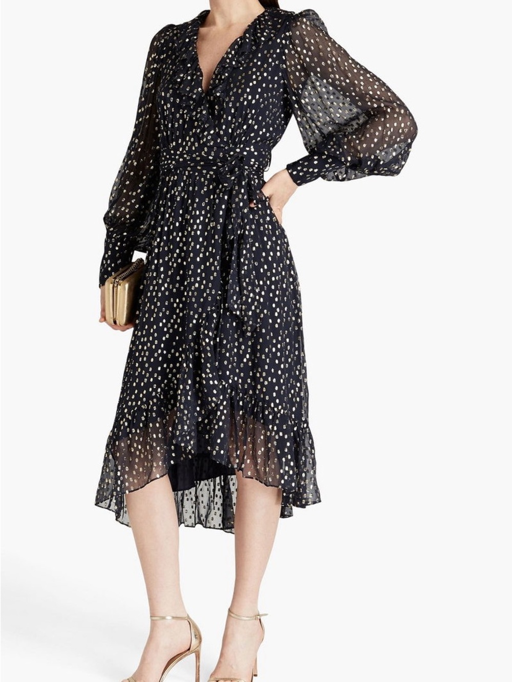Zimmermann Lurex Wrap Midi Dress Size 0 (fits til Small) New With Tags
